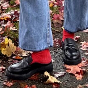 WYDR Studios Alex Lug Mule Genuine Leather Loafers in Black Size 8 Wide Width